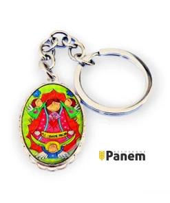 LLavero Virgencita Plis Rojo-Metálico (Valor por docena)