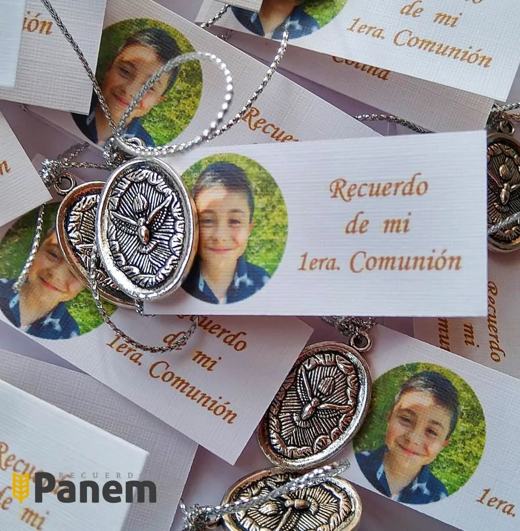 Encintado crema – Medalla Espíritu Santo/Sagrada Familia (Valor por docena)