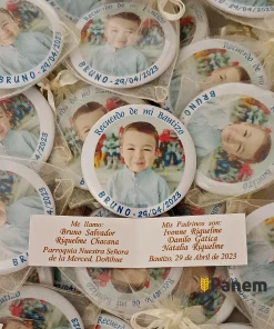 Chapitas con foto y tarjeta personalizada (Valor por docena)