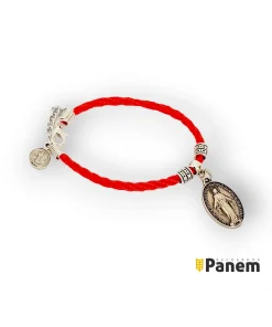 Pulseras rojas - Medalla Milagrosa y san Benito + Tarjetas (Valor por docena)