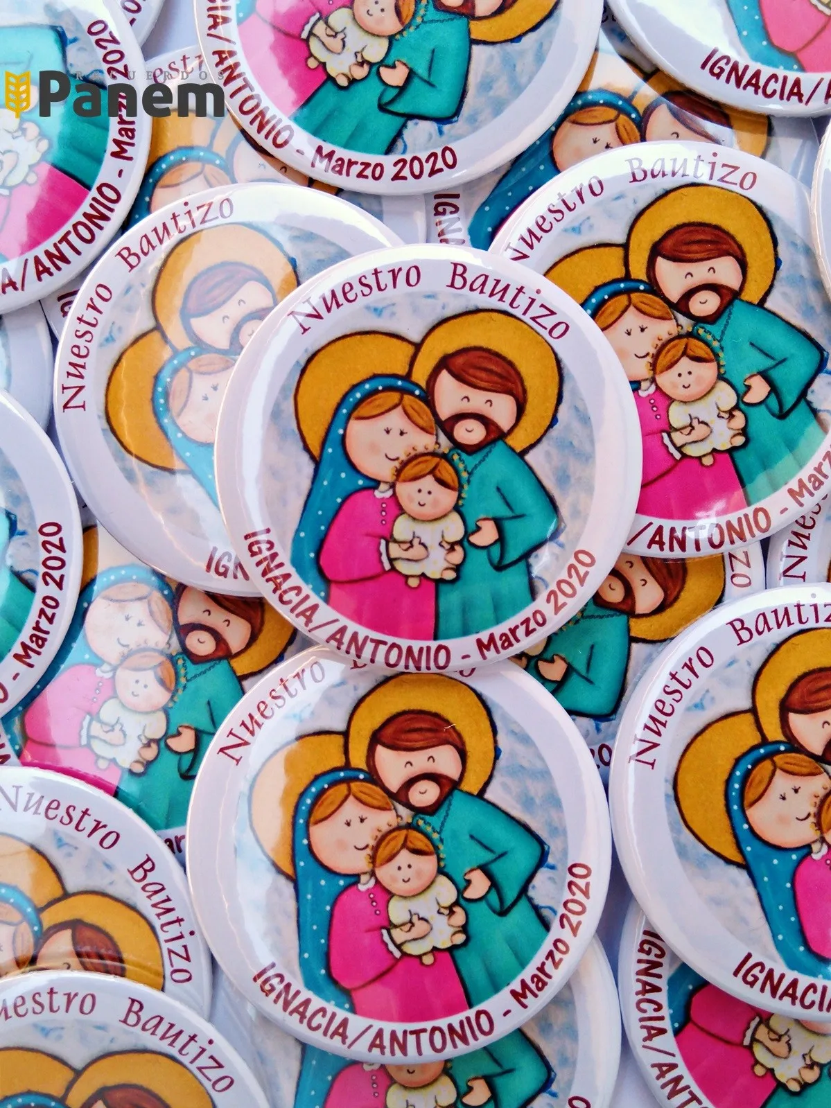 Chapita imán de Bautizo imagen a elección (Valor por docena)