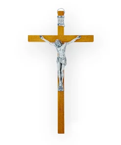 Crucifijo de madera tradicional de pared 30x16cm