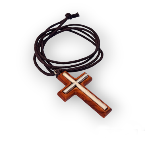 Cruz de Olivo y metal con cordón - Imagen 2