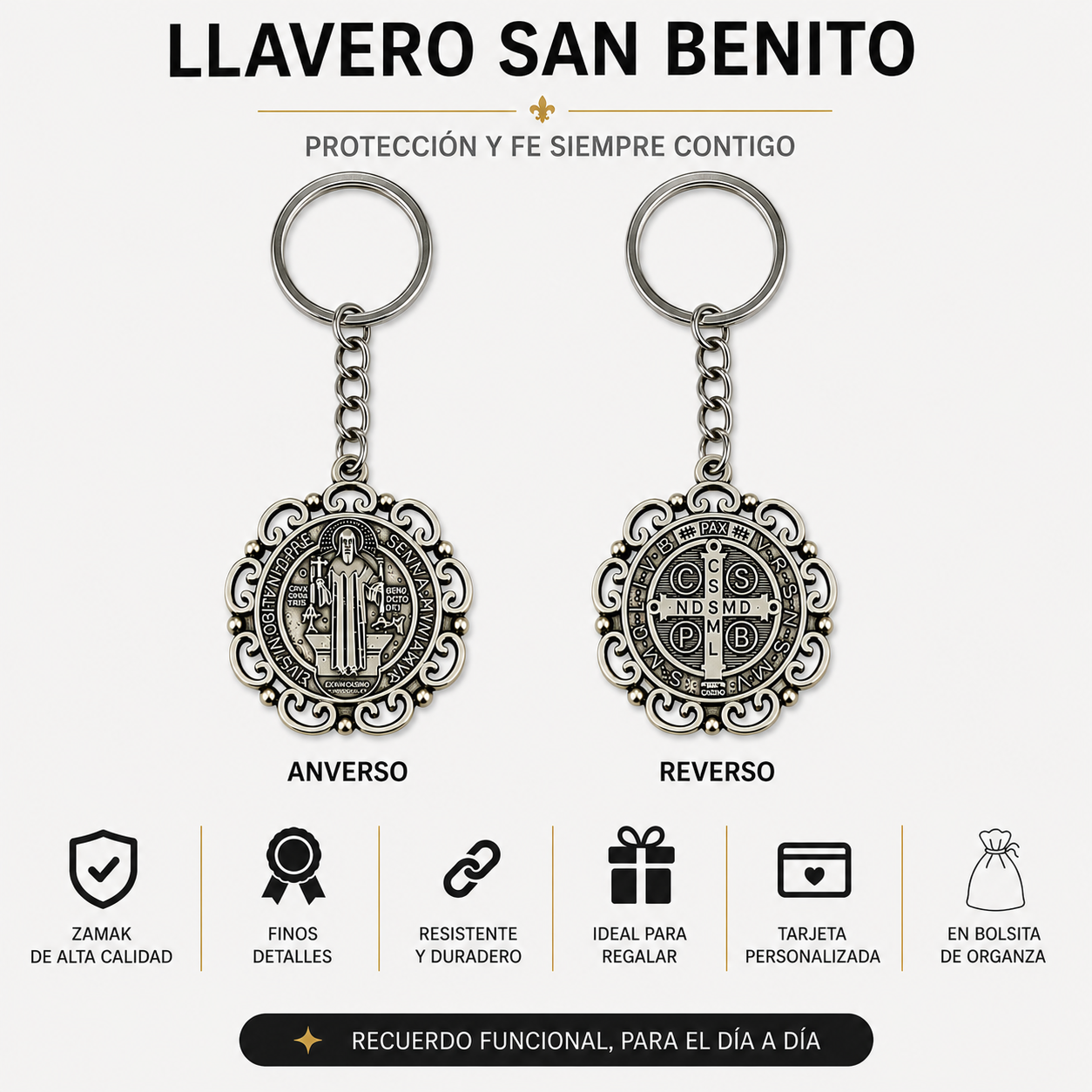 Llaveros medalla San Benito (Valor por docena)