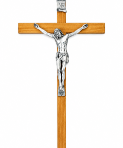 Crucifijo de madera tradicional de pared 30x16cm