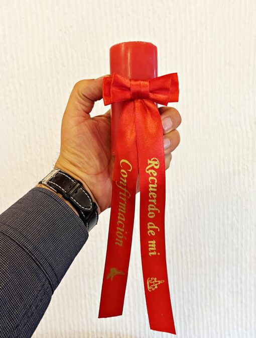 Cirio rojo con cinta de Confitmación - Imagen 2