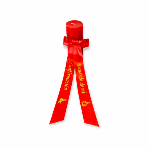 Cirio rojo con cinta de Confitmación