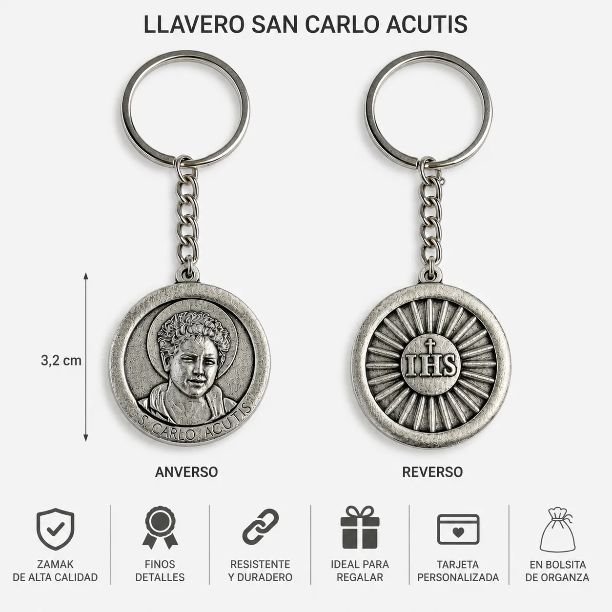 Llaveros de san Carlo Acutis (valor por docena) - Imagen 2