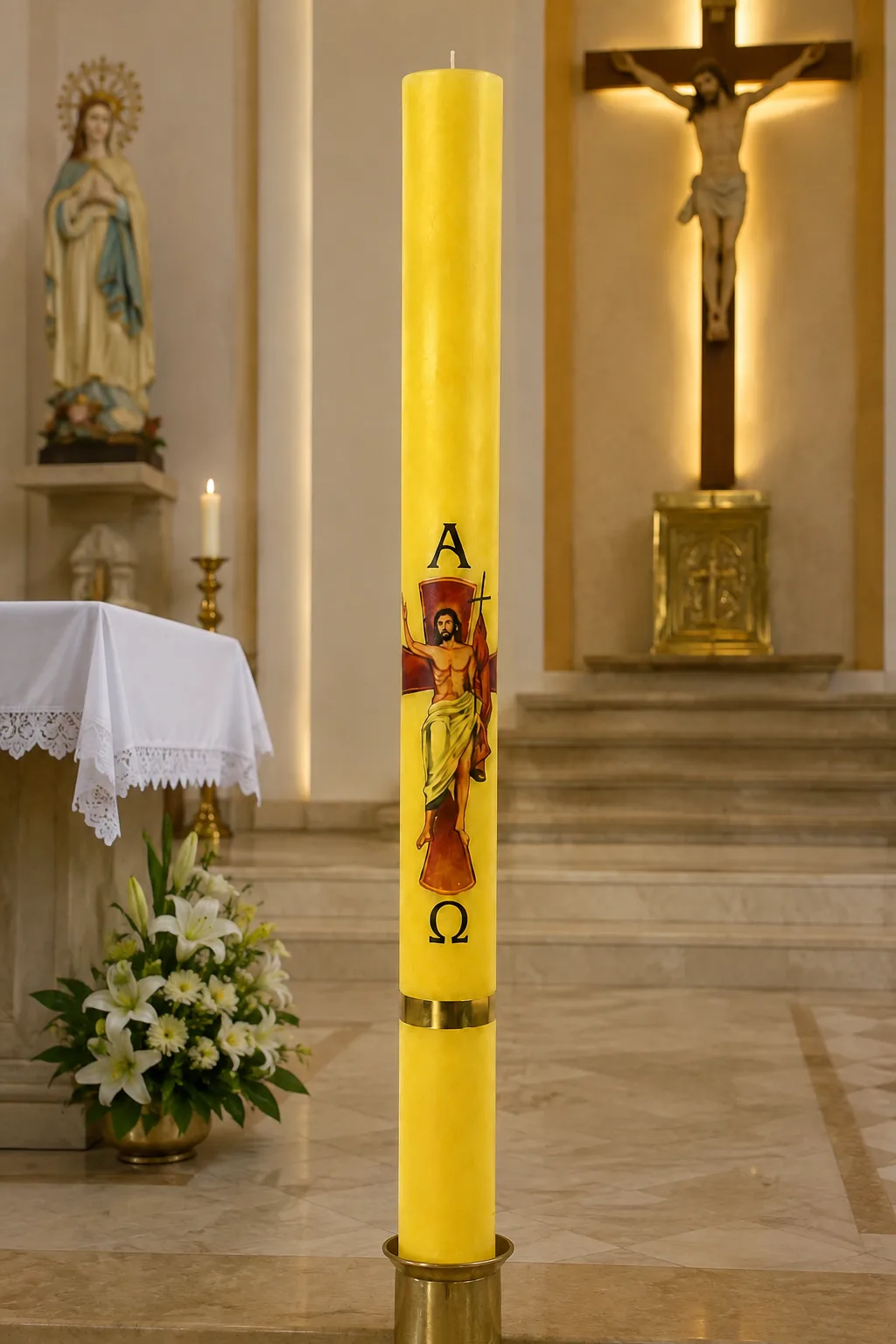 Cirio Pascual 100cm (1mtr) con imagen 7cm diámetro - Imagen 2