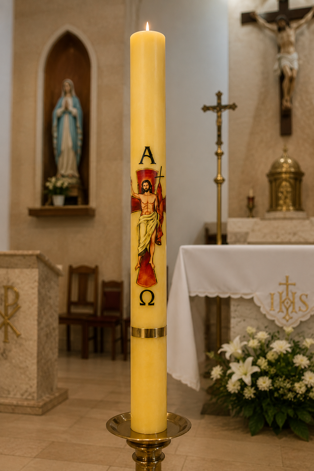 Cirio Pascual 80cm (0,8mtr) con imagen 7cm diámetro - Imagen 2